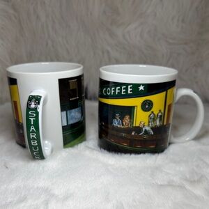 Starbucks Nighthawks Diner Scene by Chaleur D. Burrows Coffee Mugs: Set of 2